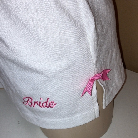 Bride Size Medium White Bride Short W/Pink Ribbons & White Baby Tee W/Pink Bow - Picture 6 of 9